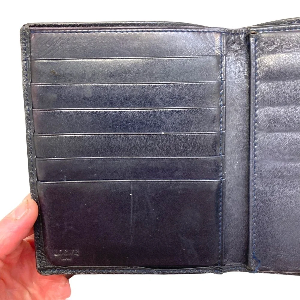 Loewe black blue leather wallet unisex